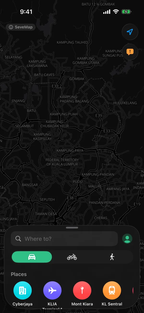Night map of the Klang Valley